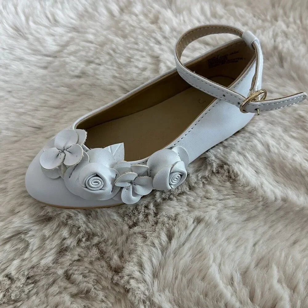 Janie & Jack Flower Ballet Flat LEFT SHOE ONLY White Size 7